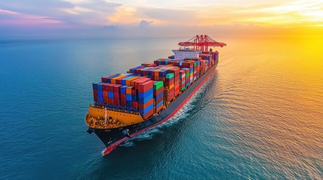 Aerial view of multinational warehouse with global supply chain logistics