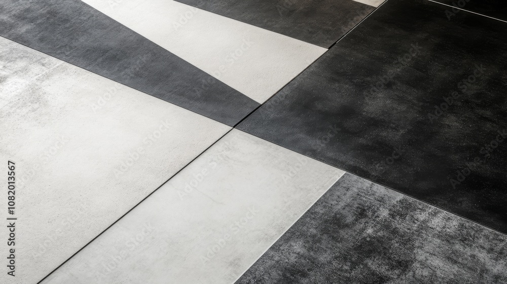 Poster modern abstract floor design featuring geometric patterns in black and white tones for stylish inter