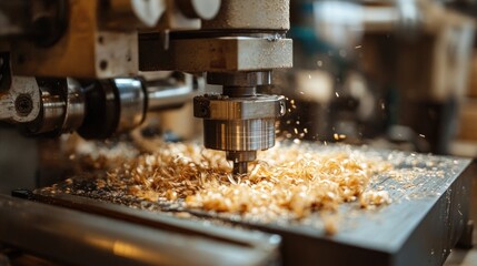 Micro-manufacturing facility for artisanal products small machines, high-quality materials, skilled artisans, close-up of handcrafted items being produced