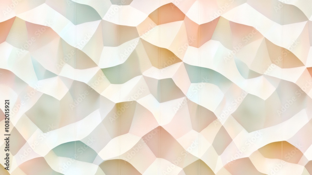 Aufkleber Soft Pastel Abstract Background with Gentle Waves and Layers of Colorful Geometry for Modern Design and Creative Projects