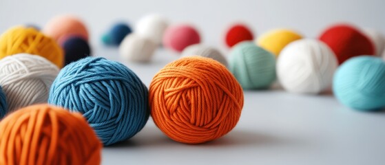 Colorful yarn balls in various shades, perfect for knitting and crafting enthusiasts, showcasing creativity and artistic expression.