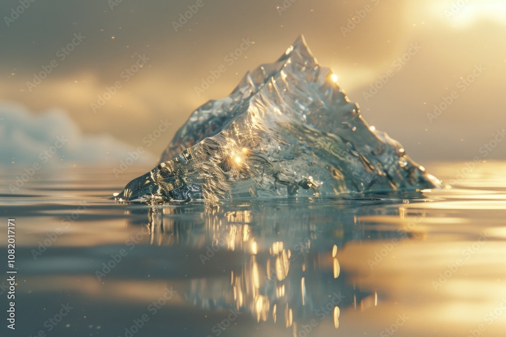 Poster Large iceberg floating in the ocean, suitable for use as a background or visual effect