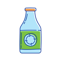 Eco Friendly Bottle Icon Illustration with bright colour palette in doodle style Ideal for environmental awareness and green projects designs.