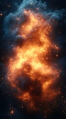 Fototapeta premium A vibrant cosmic scene with fiery orange and dark blue hues.
