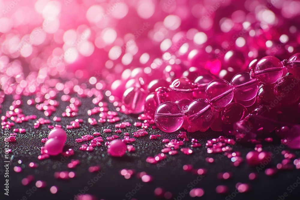 Poster close-up view of a cluster of pink beads