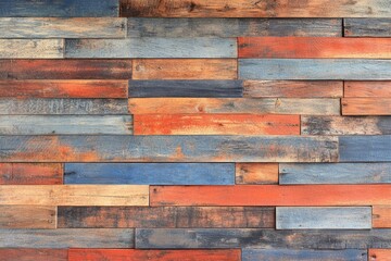 Close-up of a wooden wall with various colors and patterns