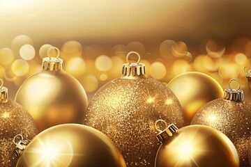Decorative gold ornaments arranged on a table, perfect for holiday displays and decorations