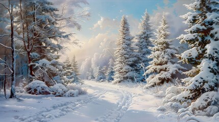 Obraz premium Winter wonderland illustration AI generated illustration