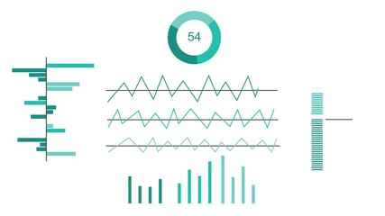 Set of animated infographic elements.Market data analysis with infographics, charts and diagrams isolated on white background. 4K animation 