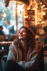 A person having meal outside in a restaurant