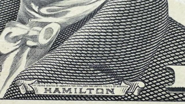 Dolar money close up. Usa green cash. Many american bucks. Ten Usd dollar banknote. Us bill loop. Stop motion animation. United States fund. 10 backs loan closeup. Rising price concept. World crisis.