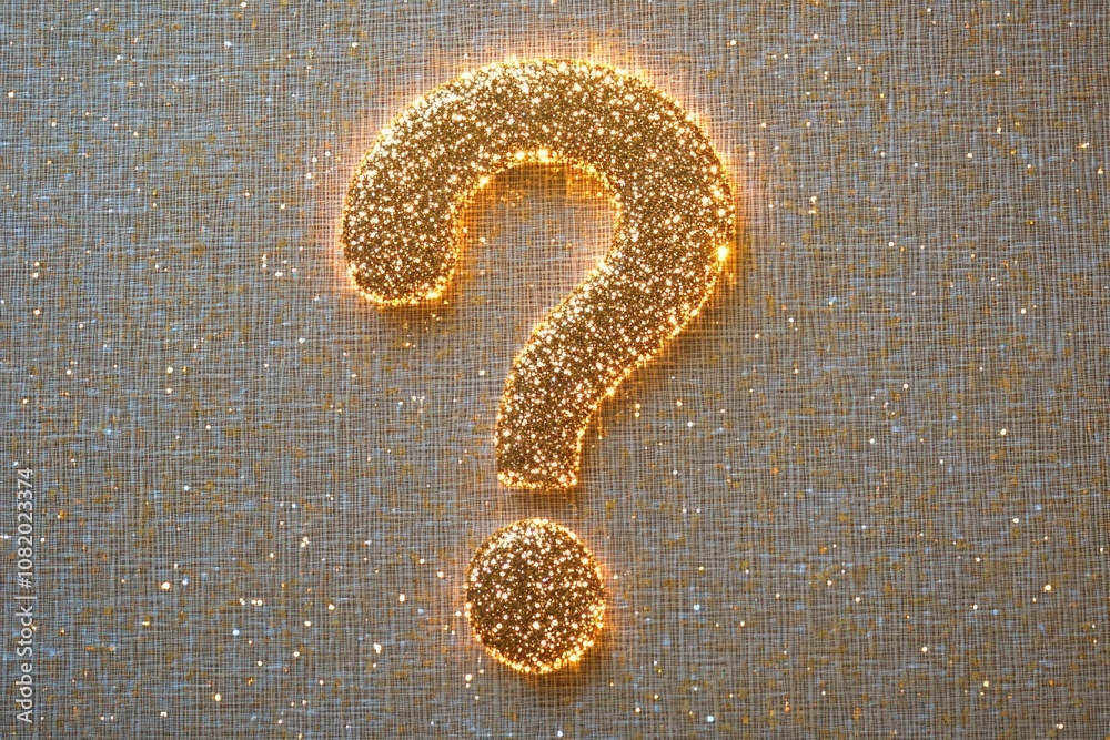 Poster a golden question mark on a blue background, perfect for use in educational or inspirational context