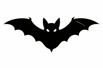 Minimalist bat silhouette on white background.