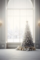 Fototapeta premium Empty foreground with subtle Christmas elements AI generated illustration