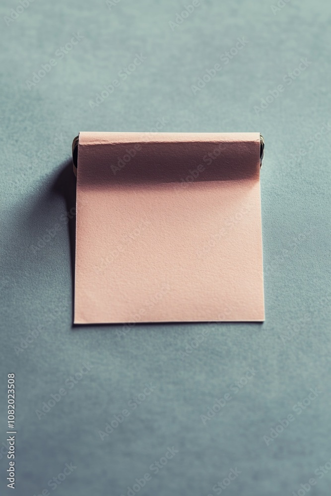 Poster a single piece of pink paper sits on a table, possibly for note-taking or reference