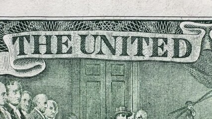 Dolar money close up. Usa green cash. Many american bucks. Two Usd dollar banknote. Us bill loop. Stop motion animation. United States fund. 2 backs loan closeup. Rising price concept. World crisis.