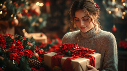 Charming Christmas Illustrations with Featuring A Woman Wrapping Presents With Ribbons And Holiday Paper 