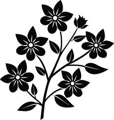 Flowers. Black silhouettes of flowers isolated on a white background. Vector illustrations