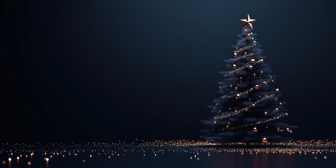 Illuminated Christmas tree at night with sparkling lights