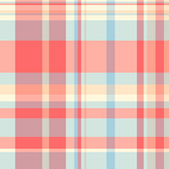 Flowing background textile tartan, packing check pattern texture. Rest seamless plaid vector fabric in light and red colors.