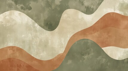 Organic waves in olive and terracotta stone-like texture with soft highlights