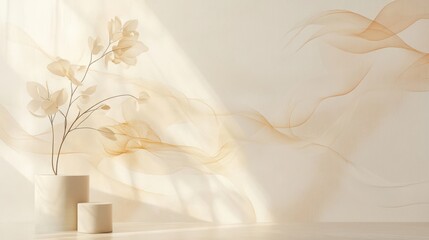 Silky texture glowing gold shapes minimal botanicals for refined elegant luxury