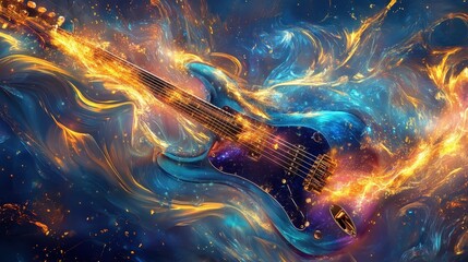 Fragmented guitars dissolve into fluid waves on a glowing wallpaper