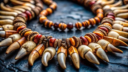 A captivating aerial view reveals a mesmerizing tooth necklace, a unique jewelry design.