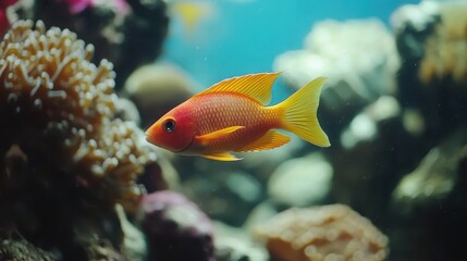 Obraz premium Colorful tropical fish swimming through vibrant coral reefs, highlighting the diversity of underwater life.
