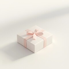 Elegant Gift Box with Pink Ribbon on Clean Surface
