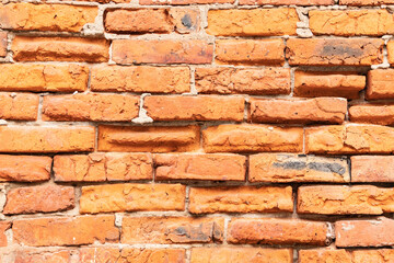 the old monastery wall built of red brick, brickwork texture, can be used for interior design