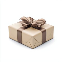 Elegant Gift Box with Brown Satin Ribbon Decoration