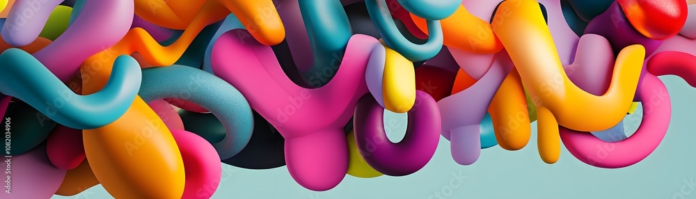 Poster a vibrant and dynamic composition of colorful abstract shapes, creating a playful and energetic visu