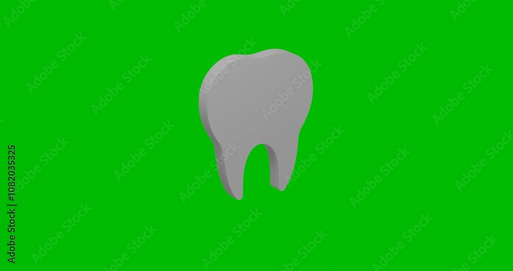 Poster animation of rotation of a white tooth symbol with shadow. simple and complex rotation. seamless loo