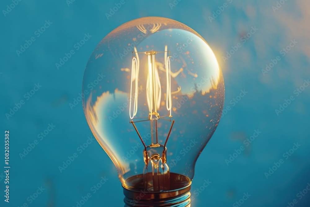Poster a single light bulb sits on a table, ready for use