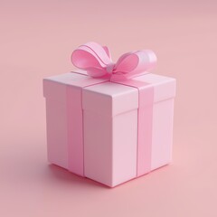 Obraz premium Pink Gift Box with Bow on Soft Background