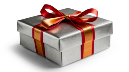 red gift box isolated on transparent background, png file