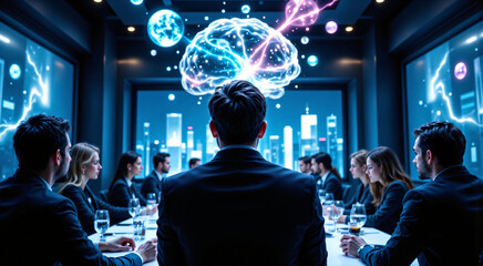 Obraz premium AI Takes the Chair: Future Meeting Dynamics