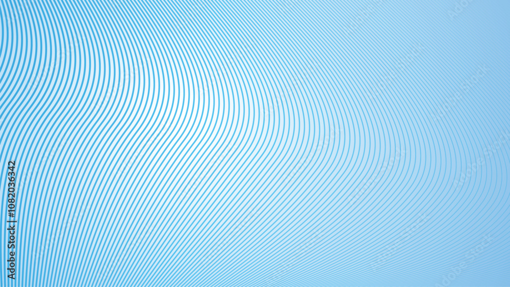 Wall mural deep sky blue gradient abstract background with stripes curve line vector image