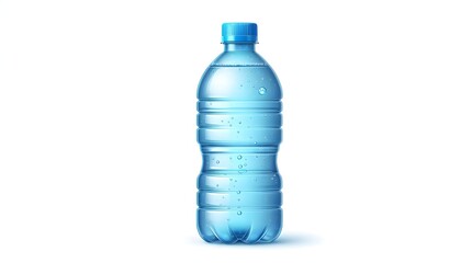 Fototapeta premium PNG Blue plastic water bottle white background refreshment drinkware.