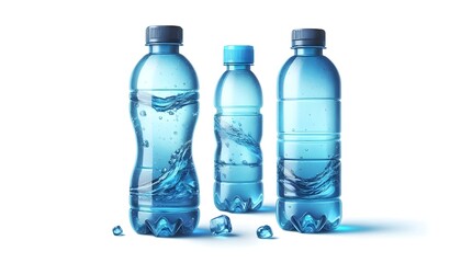 Naklejka premium PNG Blue plastic water bottle white background refreshment drinkware.