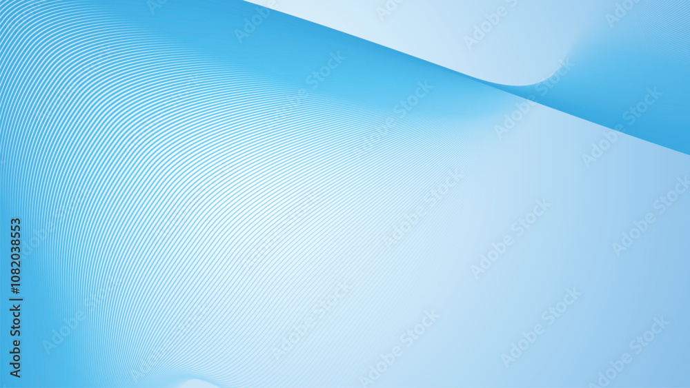Wall mural deep sky blue gradient abstract background with stripes curve line vector image