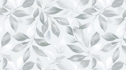 Seamless pattern with gray leaves on a white background.  illustration.