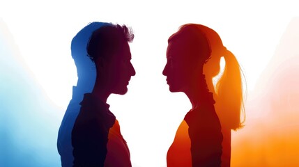 Fototapeta premium Silhouette of a couple on a white background