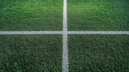 Obraz premium Close-Up of Sports Field Grass with White Line 