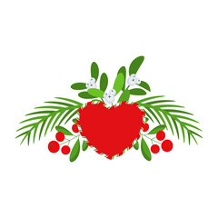 Christmas wreath design element. Winter holiday decoration.