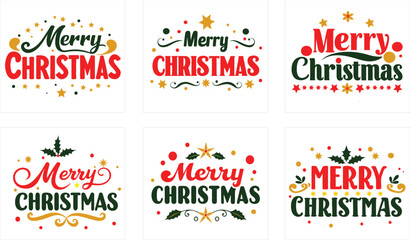Merry Christmas lettering Typography Design vector vintage merry design illustration banner font label happy invitation celebration typography holyday event calligraphy symbol text retro set