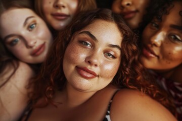 Obraz premium Women forming human chain, physical intimacy and friendship