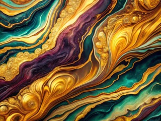 Obraz premium Flowing Marbled Texture with Gold Veins and Rich Colors for Stylish Backgrounds and Abstract Art