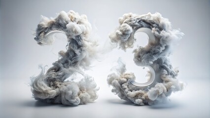 Obraz premium Magical Smoky 3D Numbers in a Mystical Fog - Realistic Steam and Smoke Effects for Creative Designs and Illustrations